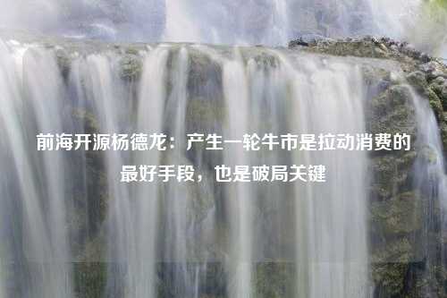 前海开源杨德龙：产生一轮牛市是拉动消费的最好手段，也是破局关键